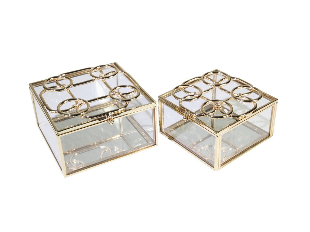 Small Metal And Glass Cologne Decorative Box